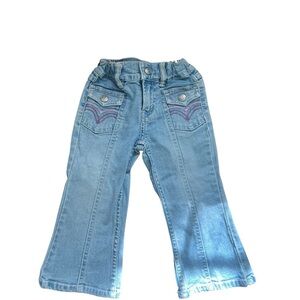 Levi’s VTG Girls Toddler Sz 2T Flare Denim Jeans Light Wash Adjustable Waist